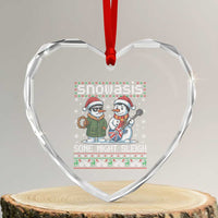 Snowasis Some Might Sleigh Heart Crystal Glass Ornament Funny Christmas Snowmen Rock Band Parody - Wonder Print Shop