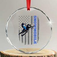 Snowmobile American Flag Snowcross Riding Winter Sport Crystal Glass Ornament - Wonder Print Shop