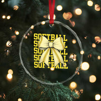 Softball Bow Crystal Glass Ornament Sister Sport Lovers Girls Team