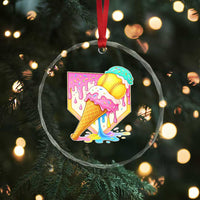 Softball Drip Crystal Glass Ornament Cute Softball Girls Ice Cream Drip Game Day