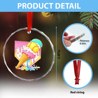 Softball Drip Crystal Glass Ornament Cute Softball Girls Ice Cream Drip Game Day
