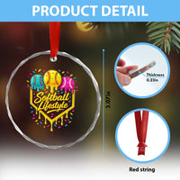 Softball Drip Crystal Glass Ornament Ice Cream Sprinkles Softball Life Style