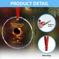 Solar Eclipse 2026 Crystal Glass Ornament Hello Darkness 12 August 2026 Totality Gift