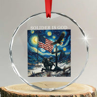 Solider Army Christian Crystal Glass Ornament Cross Starry Night Faith Patriotic Jesus TS14