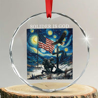 Solider Army Christian Crystal Glass Ornament Cross Starry Night Faith Patriotic Jesus - Wonder Print Shop
