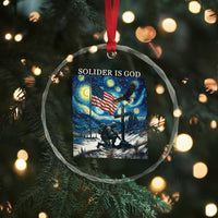 Solider Army Christian Crystal Glass Ornament Cross Starry Night Faith Patriotic Jesus TS14