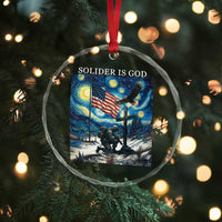 Solider Army Christian Crystal Glass Ornament Cross Starry Night Faith Patriotic Jesus - Wonder Print Shop