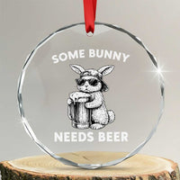 Some Bunny Needs Beer Funny Easter Drinking Humor Crystal Glass Ornament Cool Rabbit with Sunglasses Graphic Gift