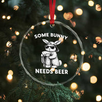Some Bunny Needs Beer Funny Easter Drinking Humor Crystal Glass Ornament Cool Rabbit with Sunglasses Graphic Gift