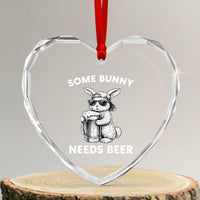 Some Bunny Needs Beer Funny Easter Drinking Humor Heart Crystal Glass Ornament Cool Rabbit with Sunglasses Graphic Gift
