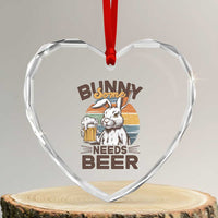 Some Bunny Needs Beer Funny Easter Drinking Humor Heart Crystal Glass Ornament Retro Rabbit Beer Lover Gift