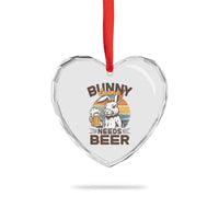 Some Bunny Needs Beer Funny Easter Drinking Humor Heart Crystal Glass Ornament Retro Rabbit Beer Lover Gift