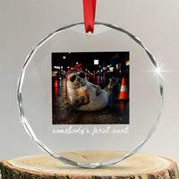 Somebody's Feral Aunt Crystal Glass Ornament Funny Neil The Seal Meme