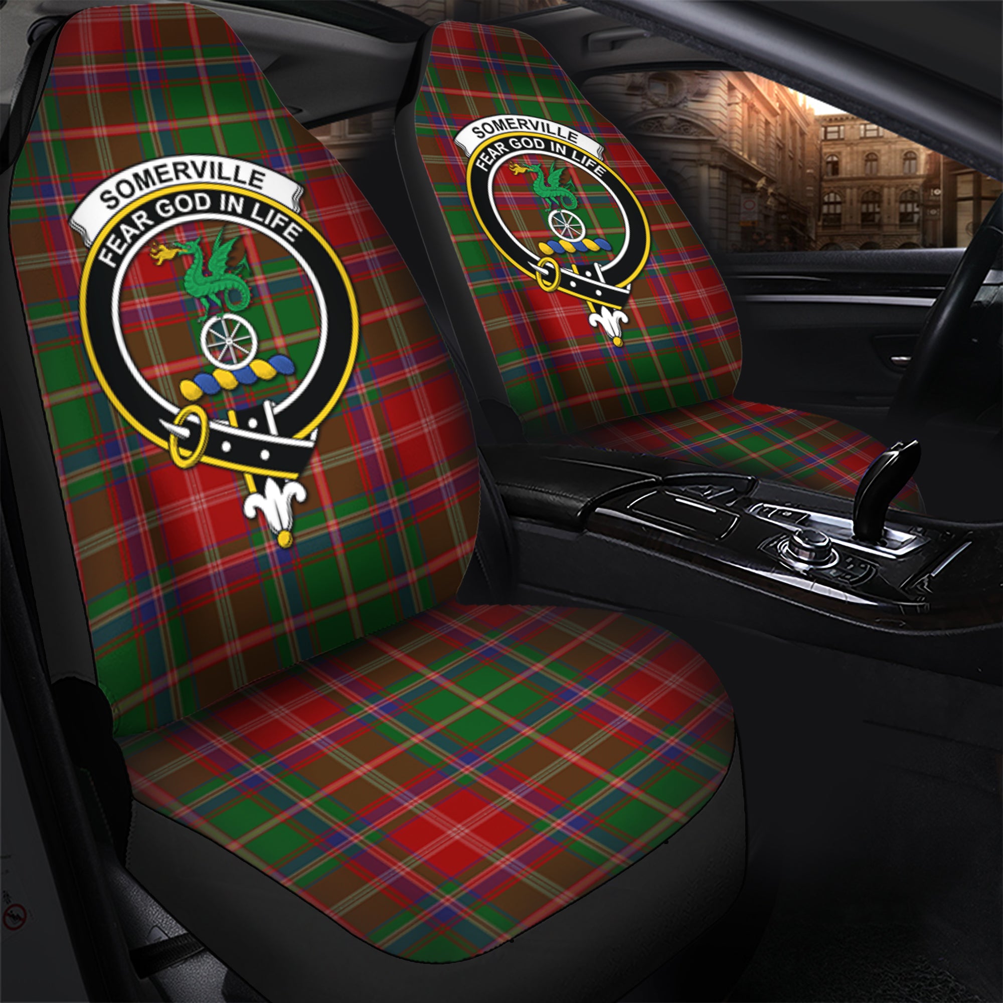 Somerville Clan Tartan Car Seat Cover, Family Crest Tartan Seat Cover TS23