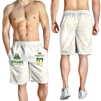 South Africa Cricket Champion Custom Shorts for Men Gold Proteas - All White - Wonder Print Shop