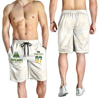 South Africa Cricket Champion Custom Shorts for Men Gold Proteas - All White - Wonder Print Shop