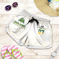 South Africa Cricket Champion Custom Shorts for Women Gold Proteas - All White - Wonder Print Shop