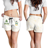 South Africa Cricket Champion Custom Shorts for Women Gold Proteas - All White - Wonder Print Shop