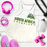 South Africa Cricket Champion Women Racerback Tank Gold Proteas - All White - Wonder Print Shop
