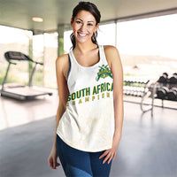 South Africa Cricket Champion Women Racerback Tank Gold Proteas - All White - Wonder Print Shop