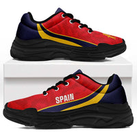 Spain 2026 Football Chunky Sneakers La Roja Grunge Curve Stylized - Wonder Print Shop