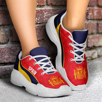 Spain 2026 Football Chunky Sneakers La Roja Grunge Curve Stylized - Wonder Print Shop