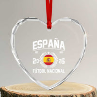Spain 2026 Soccer Football Fan Spanish Flag Heart Crystal Glass Ornament