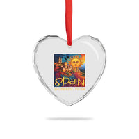 Spain 2026 Total Solar Eclipse Sun Face Graphic Heart Crystal Glass Ornament Espana Totality Travel Memorabilia Astronomy Geek Gift