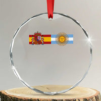 Spain Argentina Dual Flag Graphic Crystal Glass Ornament Mixed Roots Spanish Argentine Heritage Pride Match Day