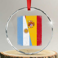 Spain Argentina Half Flag Spanish Argentinian Roots Crystal Glass Ornament