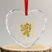 Spain Espana Heraldic Lion Pride Heart Crystal Glass Ornament