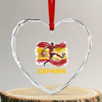 Spain Espana Soccer Football Fan Spanish Flag Heart Crystal Glass Ornament