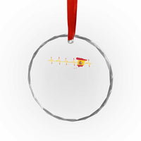 Spain Heartbeat EKG Espana Spanish Flag Map Crystal Glass Ornament