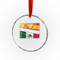 Spain Mexico Heritage Pride Crystal Glass Ornament Yes I'm Both Identity Roots for Hispanics Latinos - Wonder Print Shop