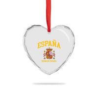Spain Reino De Espana Heart Crystal Glass Ornament Vintage Spanish Flag Coat of Arms