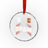 Spain Soccer Sports Graphic Number 10 Jersey Style Crystal Glass Ornament Proud Spanish Football Fans Game Day Pride
