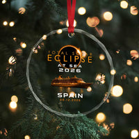 Spain Total Solar Eclipse 2026 At Sea Cruise Crystal Glass Ornament