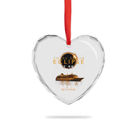 Spain Total Solar Eclipse 2026 At Sea Cruise Heart Crystal Glass Ornament