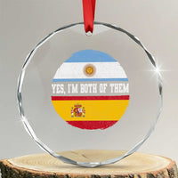 Spanish Argentinian Roots Crystal Glass Ornament Yes I'm Both Of Them Vintage Spain Argentina Half Flag