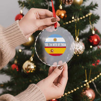Spanish Argentinian Roots Crystal Glass Ornament Yes I'm Both Of Them Vintage Spain Argentina Half Flag