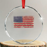 Spanish Pledge of Allegiance USA Flag Vintage Patriotic Graphic Crystal Glass Ornament American Patriot Promesa de Lealtad