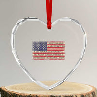 Spanish Pledge of Allegiance USA Flag Vintage Patriotic Graphic Heart Crystal Glass Ornament American Patriot Promesa de Lealtad