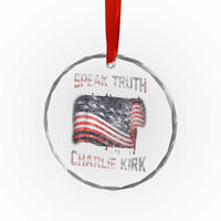 Speak Truth Defend Freedom A True Patriot Charlie Kirk Crystal Glass Ornament Vintage American Flag - Wonder Print Shop