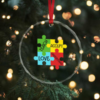 Special Ed Educator Autism Support Crystal Glass Ornament Teach Accept Understand Love