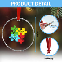 Special Ed Educator Autism Support Crystal Glass Ornament Teach Accept Understand Love