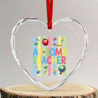 Special Ed Teacher Autism Acceptance Heart Crystal Glass Ornament Au Some Teacher