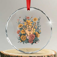 Special Education Crystal Glass Ornament Sign Language ASL Love Needs No Words TS02