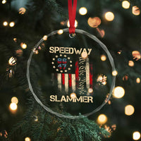 Speedway Slammer 2025 Crystal Glass Ornament We The People Patriotic Distressed American Flag TS02