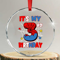 Spider Birthday Crystal Glass Ornament It's My 3rd Bday Party 3 Years Old Boy TS02