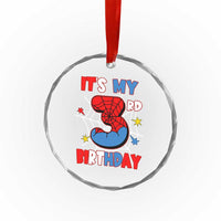 Spider Birthday Crystal Glass Ornament It's My 3rd Bday Party 3 Years Old Boy TS02